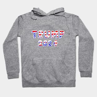 Patriotic Red White Blue & Stars TRUMP 2024 Hoodie